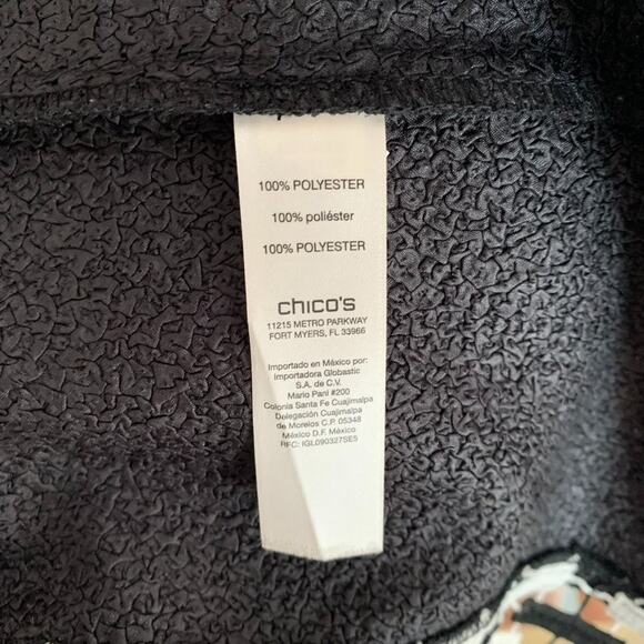 Chico's Womens Sz S Black White Basket Weave Open Front Longer Jacket - Picture 7 of 8